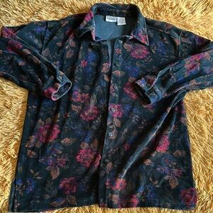 VTG Floral Velvet Button-Up Shirt